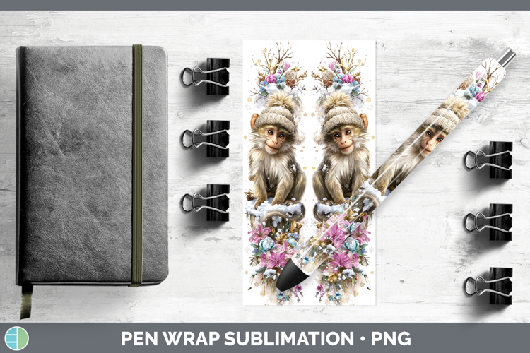 Mandrill Primate Winter Knit Hat Pen Wrap Sublimation Design