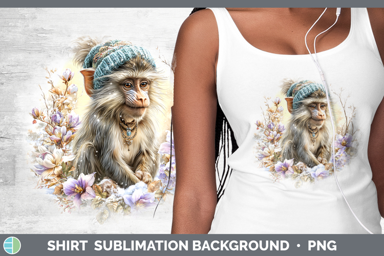 Mandrill Primate Winter Knit Hat Shirt Sublimation Design