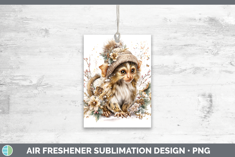 Marmoset Primate Winter Knit Hat Air Freshener Sublimation D