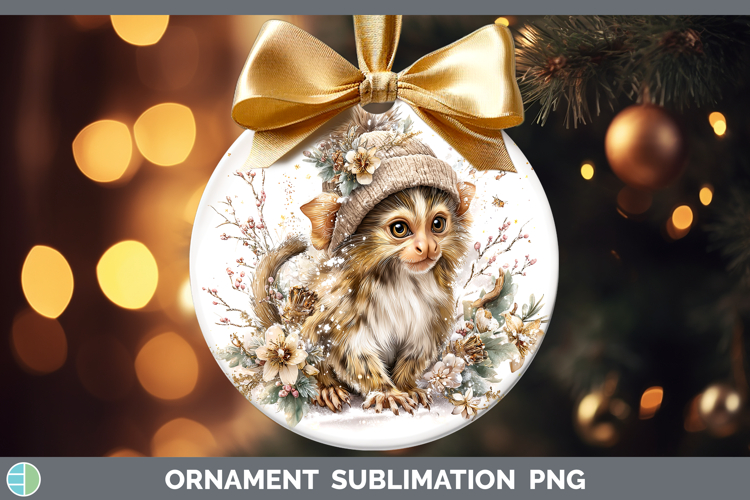 Marmoset Primate Winter Knit Hat Ornament Sublimation Design