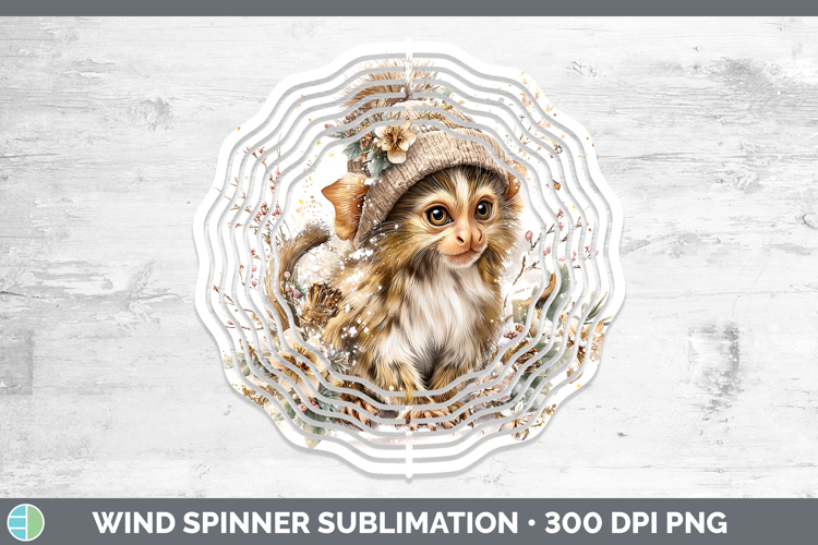 Marmoset Primate Winter Knit Hat Wind Spinner Sublimation De