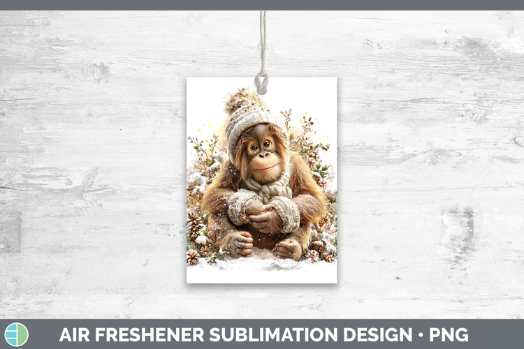 Orangutan Primate Winter Knit Hat Air Freshener Sublimation