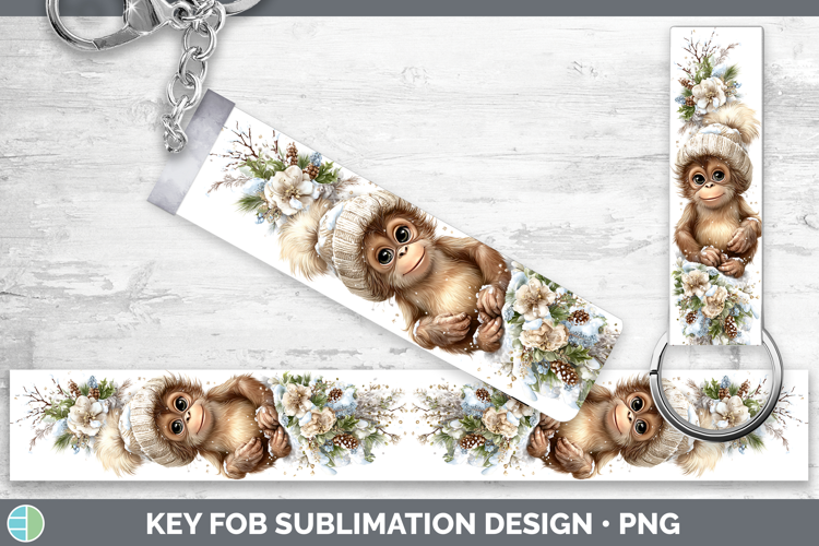 Orangutan Primate Winter Knit Hat Key Fob Sublimation Design