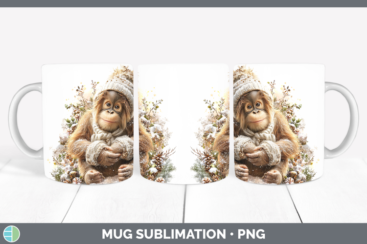 Orangutan Primate Winter Knit Hat Mug Wrap Sublimation Desig