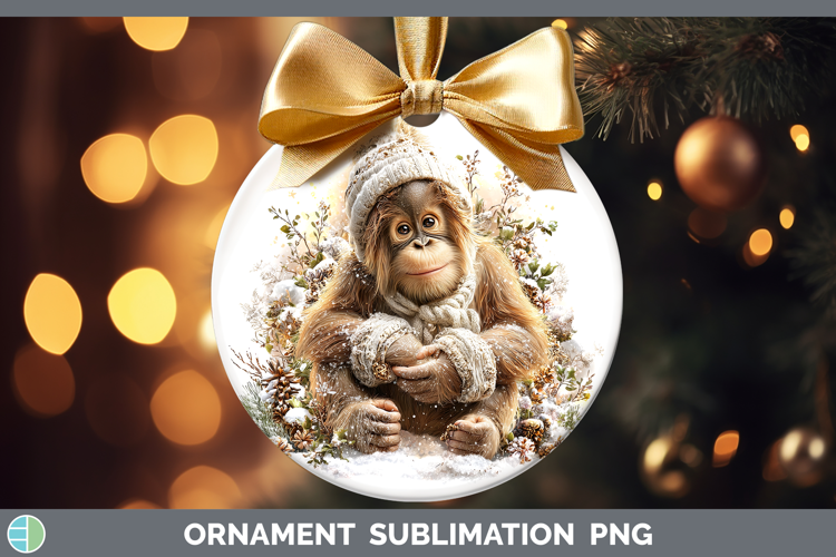 Orangutan Primate Winter Knit Hat Ornament Sublimation Desig