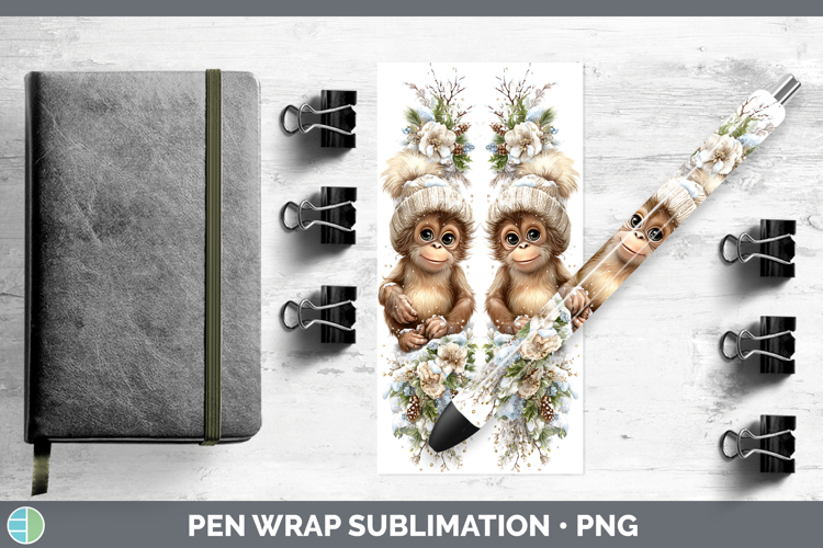 Orangutan Primate Winter Knit Hat Pen Wrap Sublimation Desig