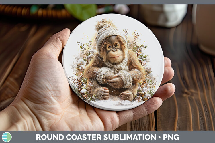 GorgeousPrimate Winter Knit Hat Round Coaster design.