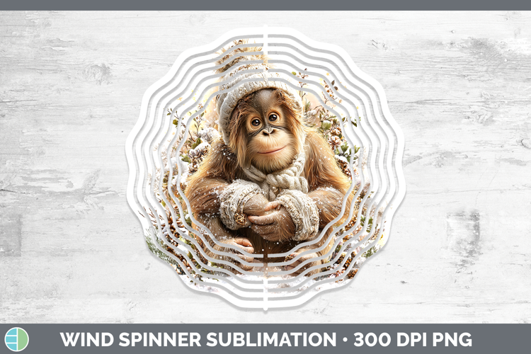 Orangutan Primate Winter Knit Hat Wind Spinner Sublimation D