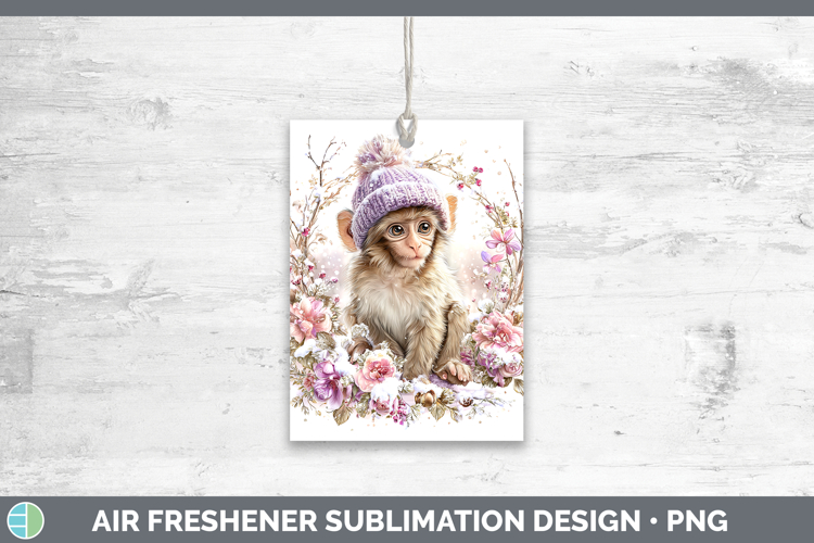 Rhesus Macaque Primate Winter Knit Hat Air Freshener Sublima