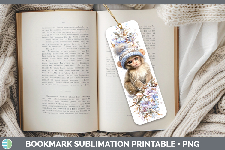 Rhesus Macaque Primate Winter Knit Hat Bookmark Sublimation