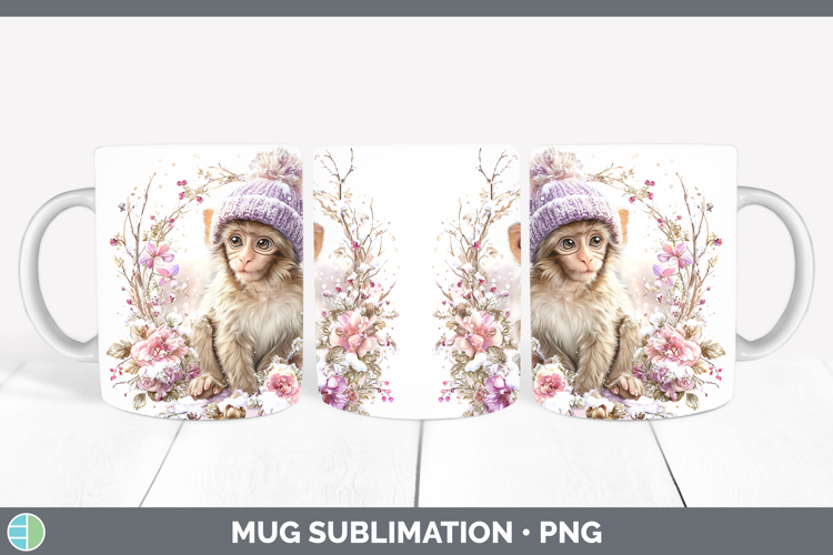 Rhesus Macaque Primate Winter Knit Hat Mug Wrap Sublimation