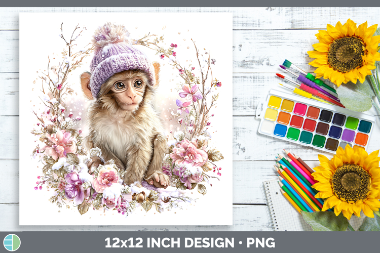 Rhesus Macaque Primate Winter Knit Hat Paper Backgrounds Des