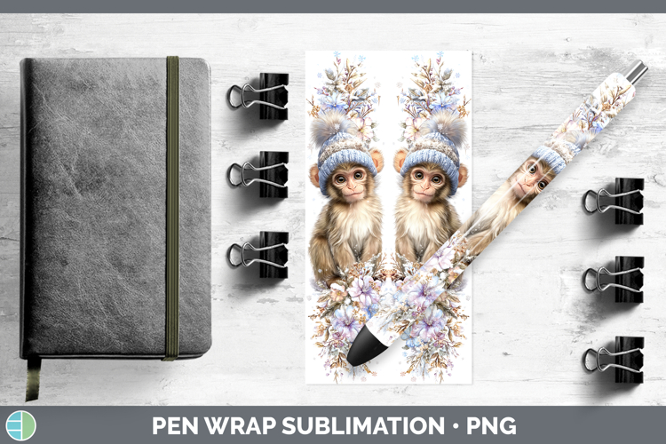 Rhesus Macaque Primate Winter Knit Hat Pen Wrap Sublimation