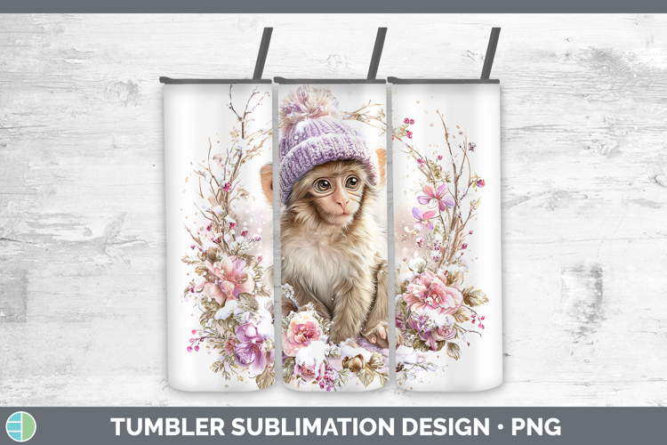 Rhesus Macaque Primate Winter Knit Hat Tumbler Sublimation D