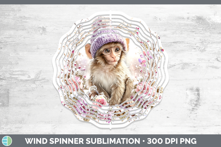 Rhesus Macaque Primate Winter Knit Hat Wind Spinner Sublimat