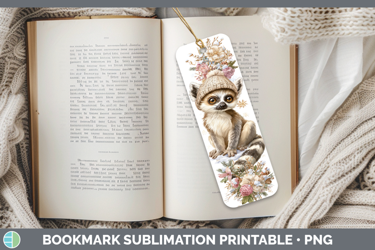 Ring-tailed Lemur Primate Winter Knit Hat Bookmark Sublimati