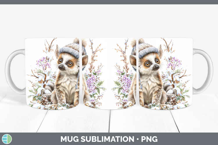 Ring-tailed Lemur Primate Winter Knit Hat Mug Wrap Sublimati