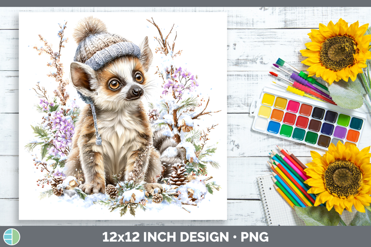 Ring-tailed Lemur Primate Winter Knit Hat Paper Backgrounds