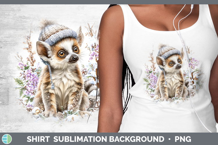 Ring-tailed Lemur Primate Winter Knit Hat Shirt Sublimation