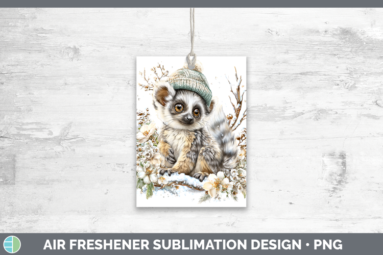Ruffed Lemur Primate Winter Knit Hat Air Freshener Sublimati