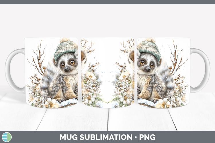 Ruffed Lemur Primate Winter Knit Hat Mug Wrap Sublimation De