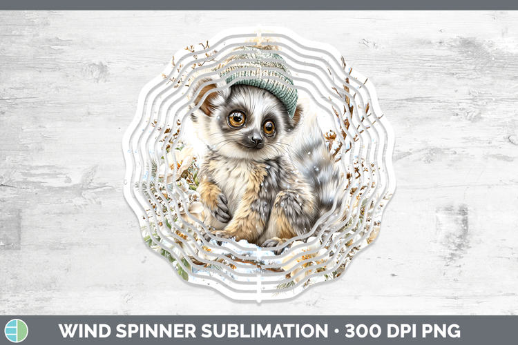 Ruffed Lemur Primate Winter Knit Hat Wind Spinner Sublimatio