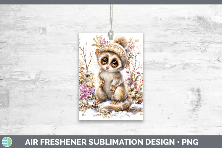 Slow Loris Primate Winter Knit Hat Air Freshener Sublimation