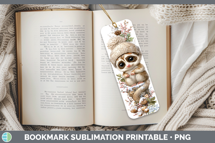 Slow Loris Primate Winter Knit Hat Bookmark Sublimation Desi