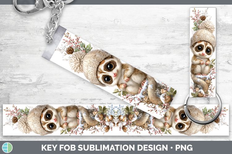 Slow Loris Primate Winter Knit Hat Key Fob Sublimation Desig