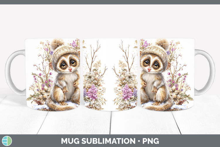 Slow Loris Primate Winter Knit Hat Mug Wrap Sublimation Desi