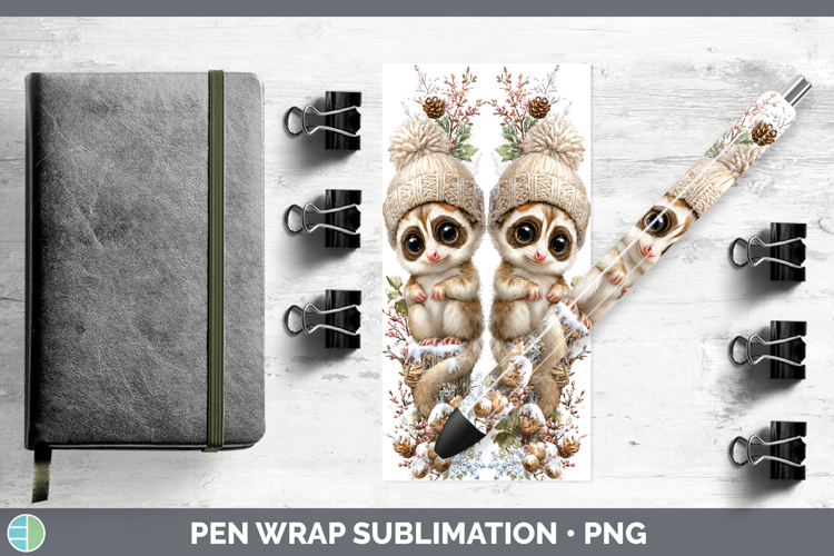 Slow Loris Primate Winter Knit Hat Pen Wrap Sublimation Desi