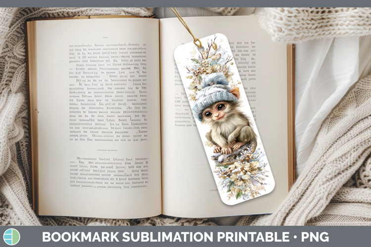 Spider Monkey Primate Winter Knit Hat Bookmark Sublimation D