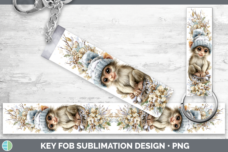 Spider Monkey Primate Winter Knit Hat Key Fob Sublimation De