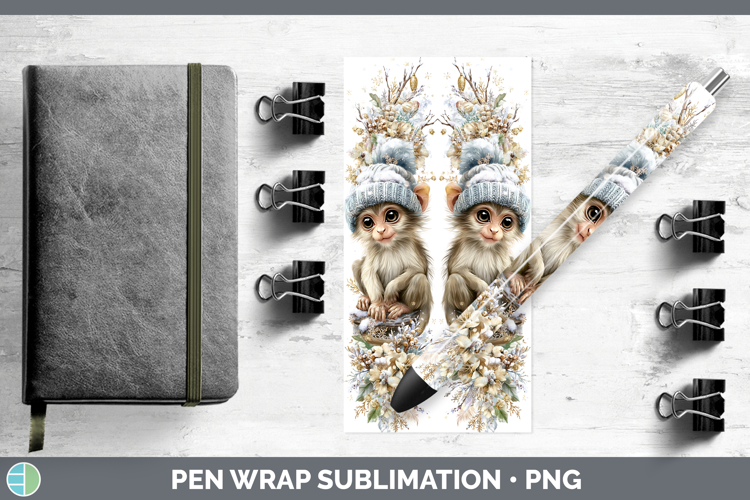 Spider Monkey Primate Winter Knit Hat Pen Wrap Sublimation D