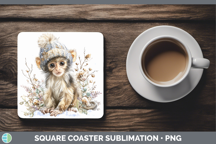 Spider Monkey Primate Winter Knit Hat Square Coaster Sublima