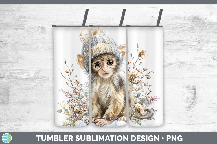 Spider Monkey Primate Winter Knit Hat Tumbler Sublimation De