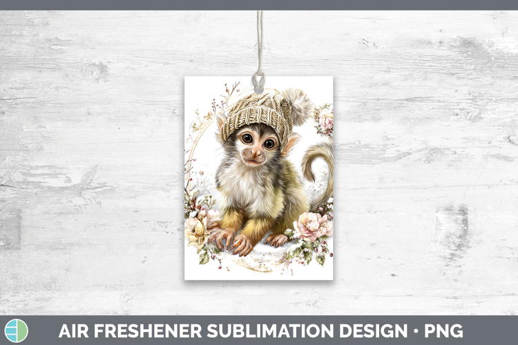 Squirrel Monkey Primate Winter Knit Hat Air Freshener Sublim