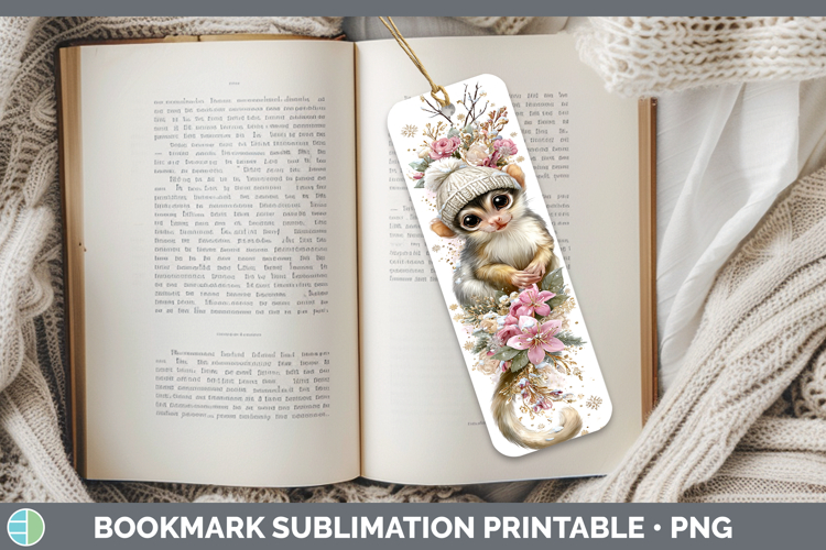 Squirrel Monkey Primate Winter Knit Hat Bookmark Sublimation