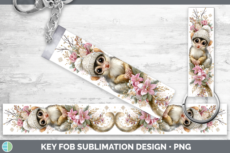 Squirrel Monkey Primate Winter Knit Hat Key Fob Sublimation