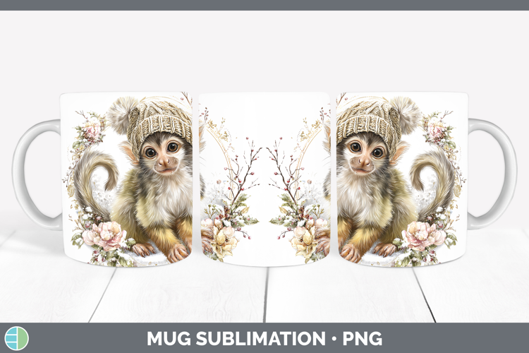 Squirrel Monkey Primate Winter Knit Hat Mug Wrap Sublimation