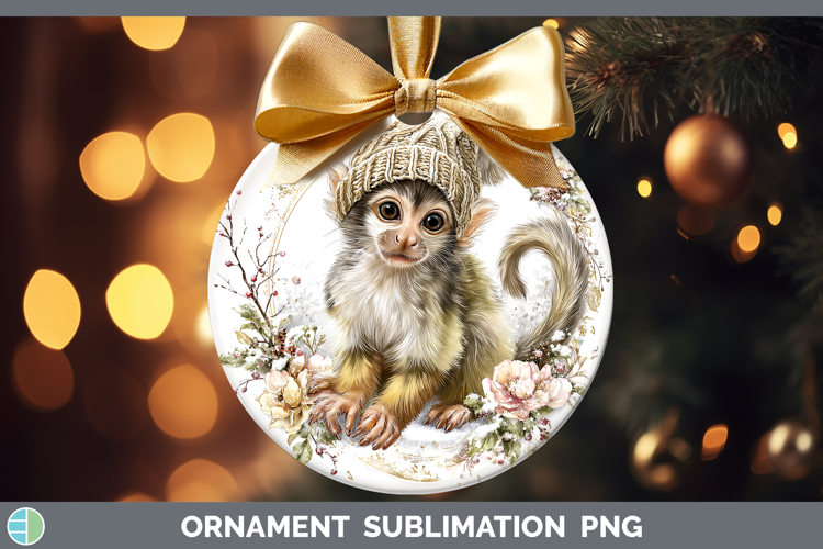 Squirrel Monkey Primate Winter Knit Hat Ornament Sublimation