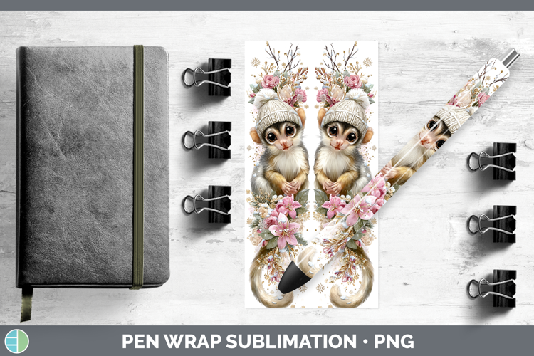 Squirrel Monkey Primate Winter Knit Hat Pen Wrap Sublimation