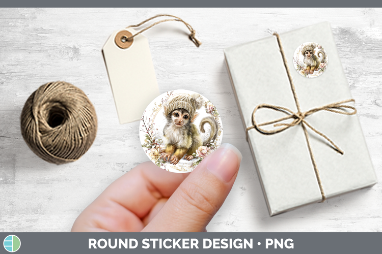 Squirrel Monkey Primate Winter Knit Hat Stickers Design