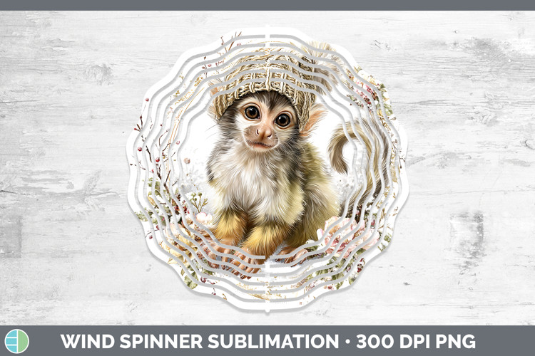 Squirrel Monkey Primate Winter Knit Hat Wind Spinner Sublima