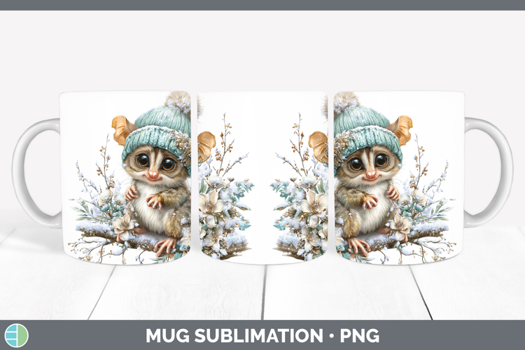 Tarsier Primate Winter Knit Hat Mug Wrap Sublimation Design