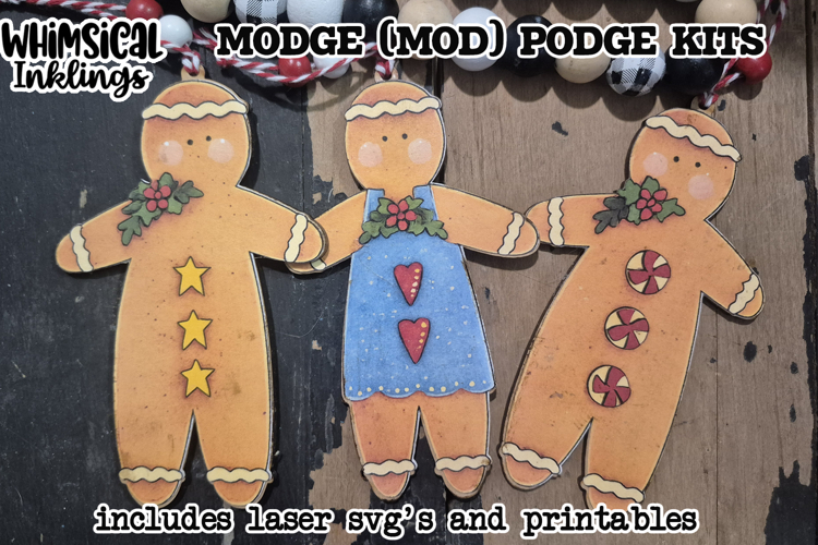 Prim Gingers Mod Podge Ornaments SVG and Printables