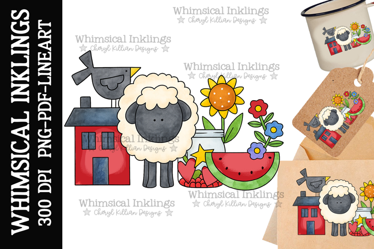 Prim Sheep Group Sublimation Clipart