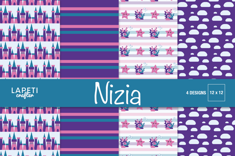 Princess Castle Digital Papers Mermaid Ocean Patterns
