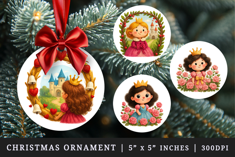 Princess round ornaments sublimation design