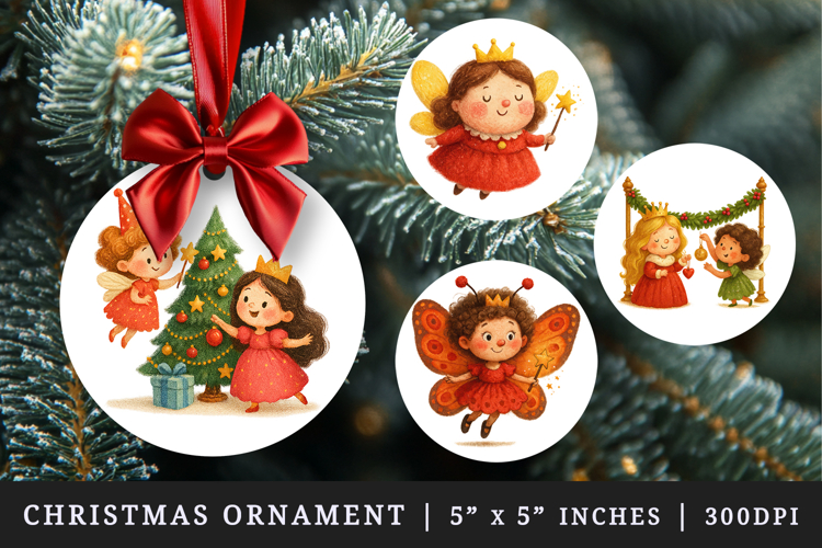 Princess round ornaments sublimation design